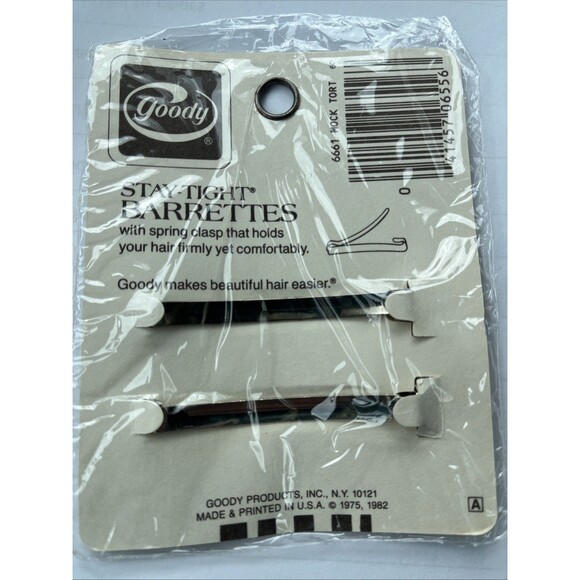 Vtg GOODY BARRETTES ORIGINAL PACKAGE #6661 TORTOISE SHELL DOUBLE BAR 2 1/2\